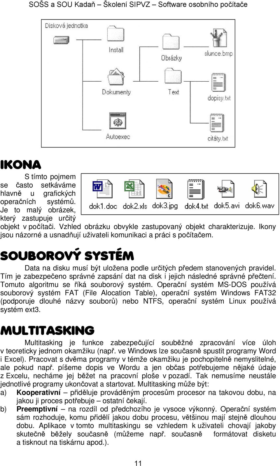 Tím je zabezpečeno správné zapsání dat na disk i jejich následné správné přečtení. Tomuto algoritmu se říká souborový systém.