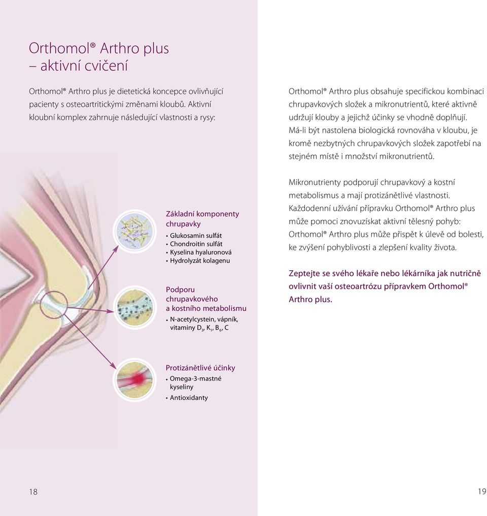 účinky se vhodně doplňují. Má-li být nastolena biologická rovnováha v kloubu, je kromě nezbytných chrupavkových složek zapotřebí na stejném místě i množství mikronutrientů.
