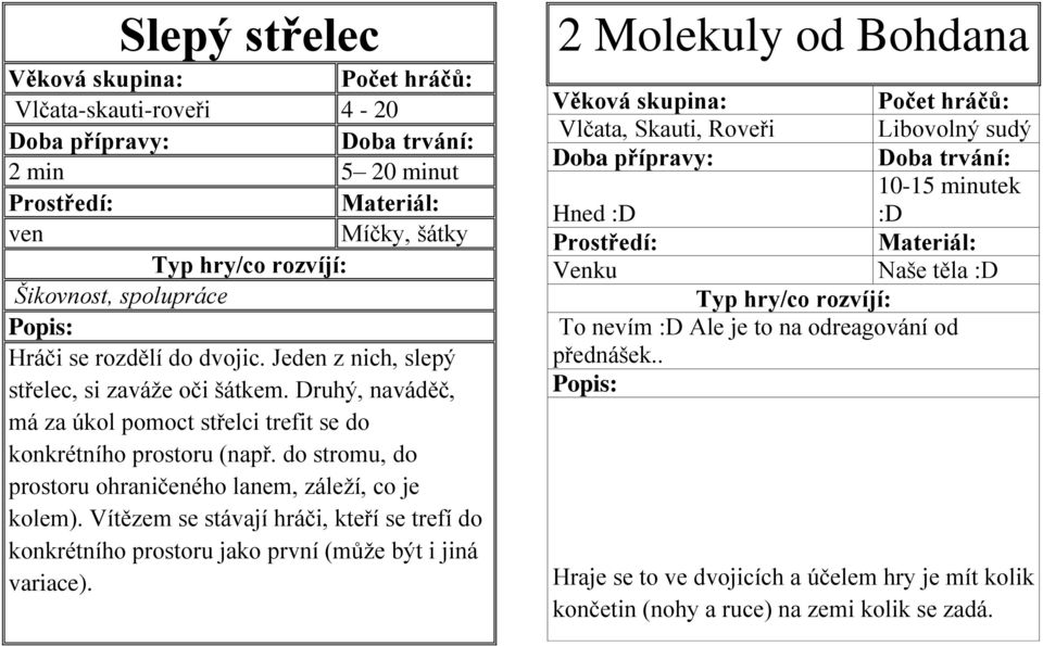 do stromu, do prostoru ohraničeného lanem, záleží, co je kolem). Vítězem se stávají hráči, kteří se trefí do konkrétního prostoru jako první (může být i jiná variace).