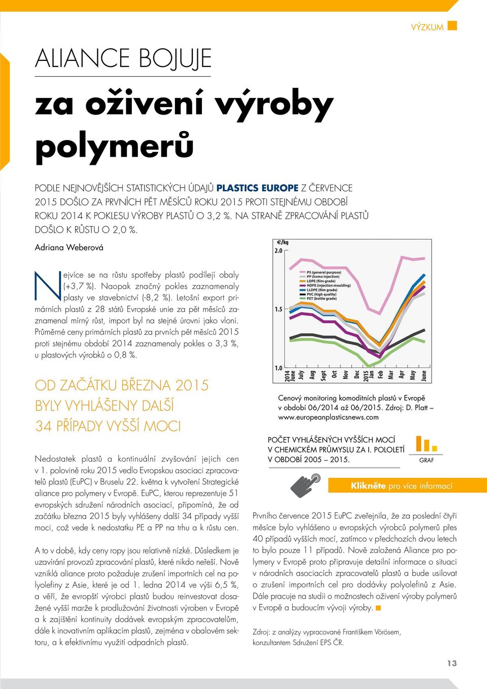 Naopak značný pokles zaznamenaly plasty ve stavebnictví (-8,2 %). Letošní export primárních plastů z 28 států Evropské unie za pět měsíců zaznamenal mírný růst, import byl na stejné úrovni jako vloni.