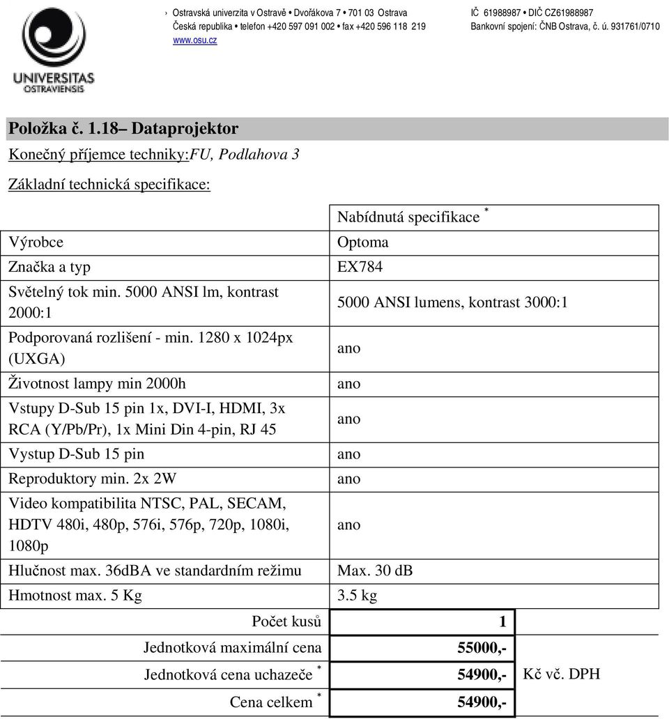 pin Reproduktory min. 2x 2W Video kompatibilita NTSC, PAL, SECAM, HDTV 480i, 480p, 576i, 576p, 720p, 1080i, 1080p Hlučnost max.