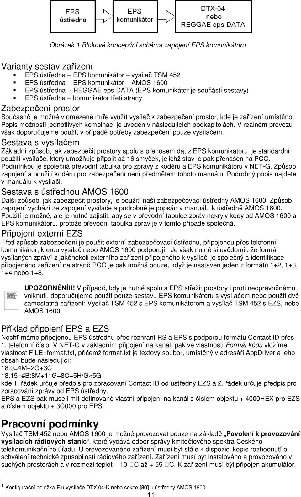 DATA (EPS komunikátor je součástí sestavy) EPS ústředna komunikátor třetí strany Zabezpečení prostor Současně je možné v omezené míře využít vysílač k zabezpečení prostor, kde je zařízení umístěno.