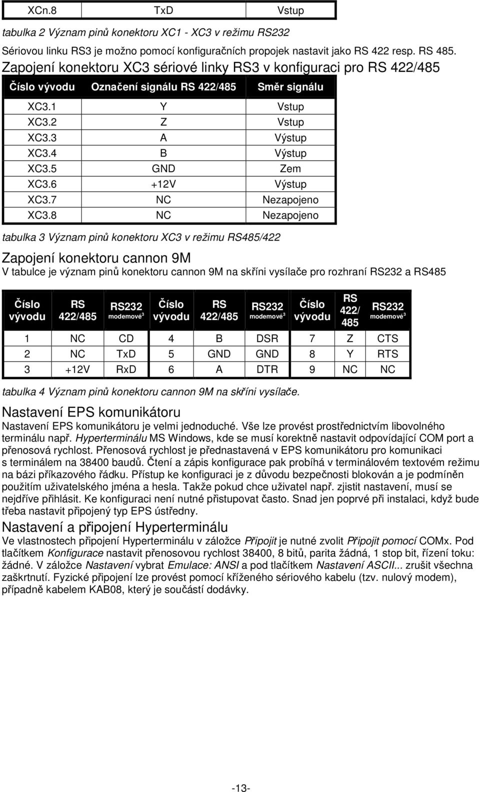 6 +12V Výstup XC3.7 NC Nezapojeno XC3.