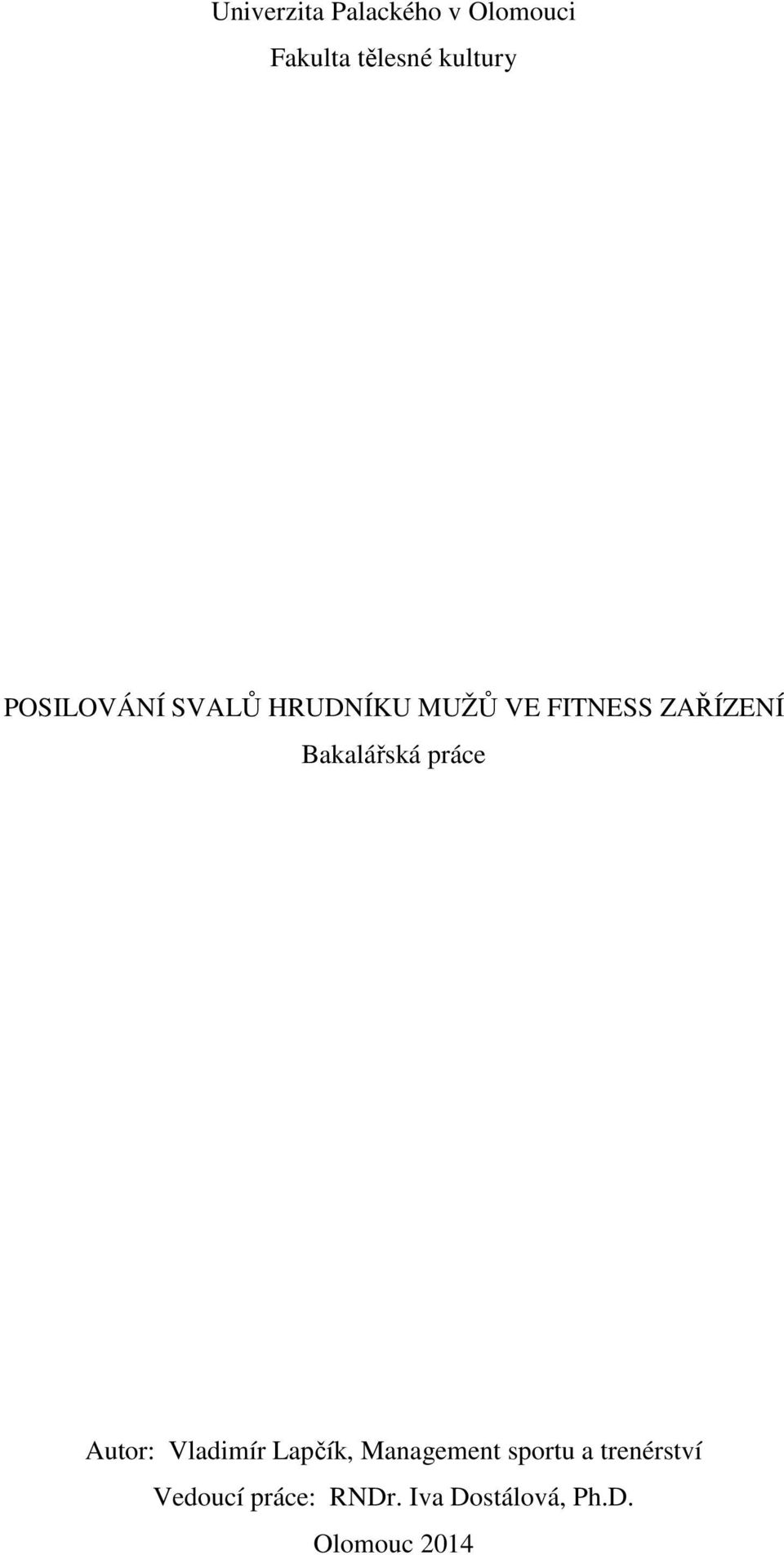 Bakalářská práce Autor: Vladimír Lapčík, Management sportu