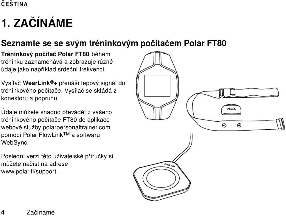 Vysílač se skládá z konektoru a popruhu.