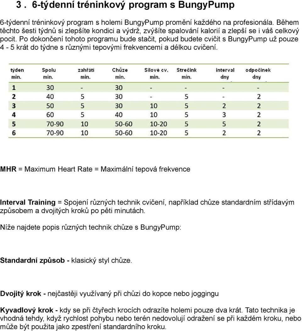 Po dokončení tohoto programu bude stačit, pokud budete cvičit s BungyPump už pouze 4-5 krát do týdne s různými tepovými frekvencemi a délkou cvičení.