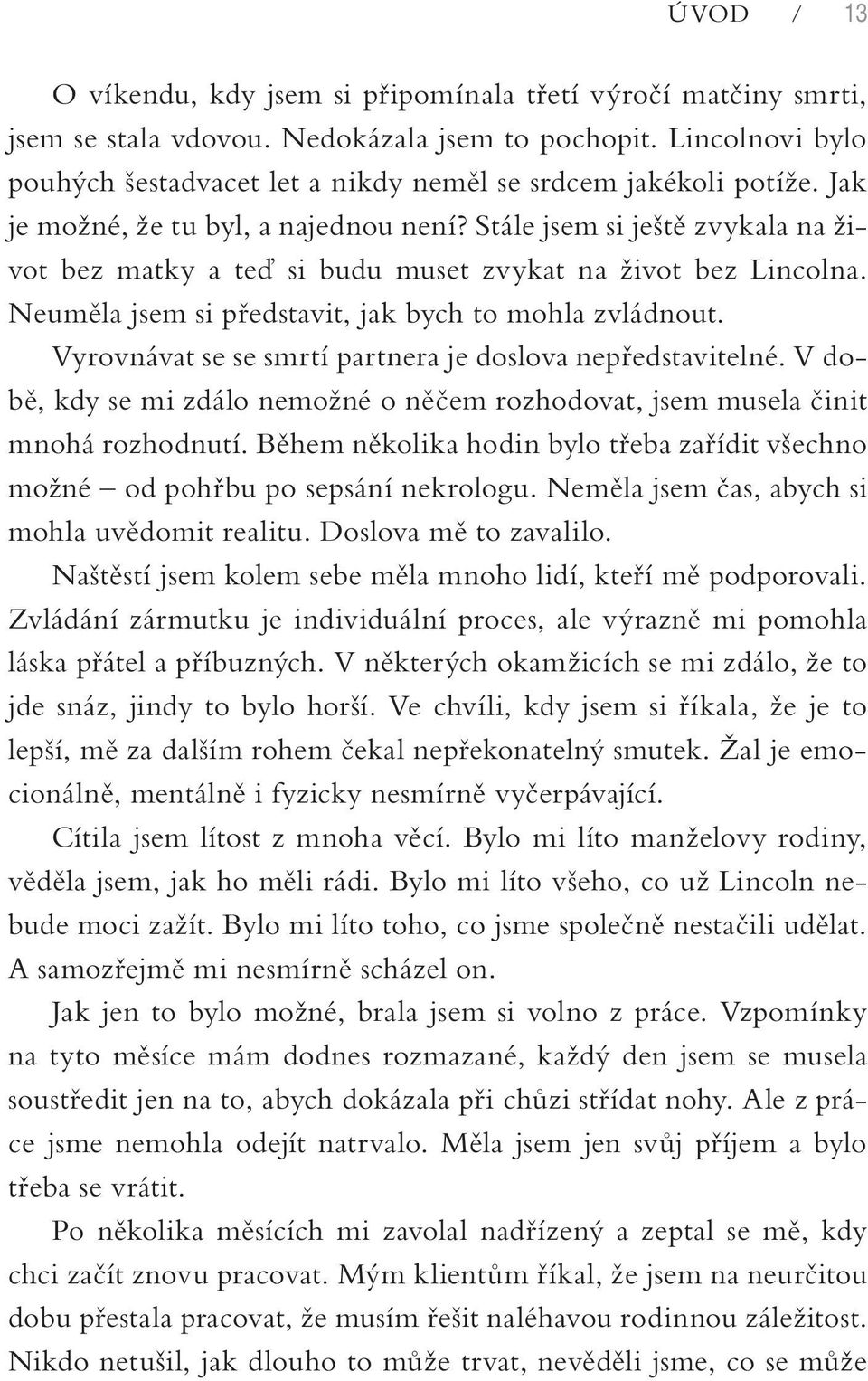 Stále jsem si ještě zvykala na život bez matky a teď si budu muset zvykat na život bez Lincolna. Neuměla jsem si představit, jak bych to mohla zvládnout.