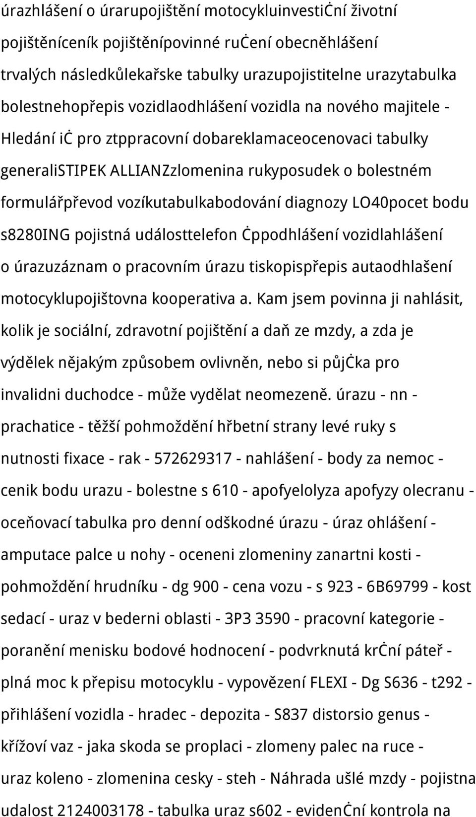 diagnozy LO40pocet bodu s8280ing pojistná událosttelefon čppodhlášení vozidlahlášení o úrazuzáznam o pracovním úrazu tiskopispřepis autaodhlašení motocyklupojištovna kooperativa a.