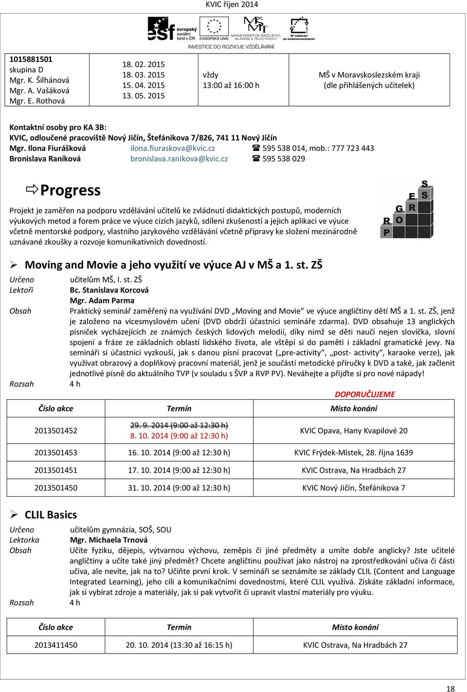 cz 595 538 014, mob.: 777 723 443 Bronislava Raníková bronislava.ranikova@kvic.