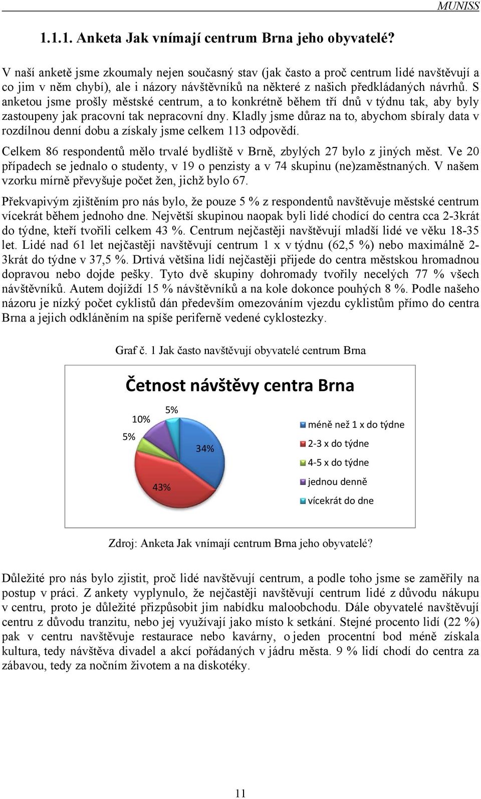 S anketou jsme prošly městské centrum, a to konkrétně během tří dnů v týdnu tak, aby byly zastoupeny jak pracovní tak nepracovní dny.