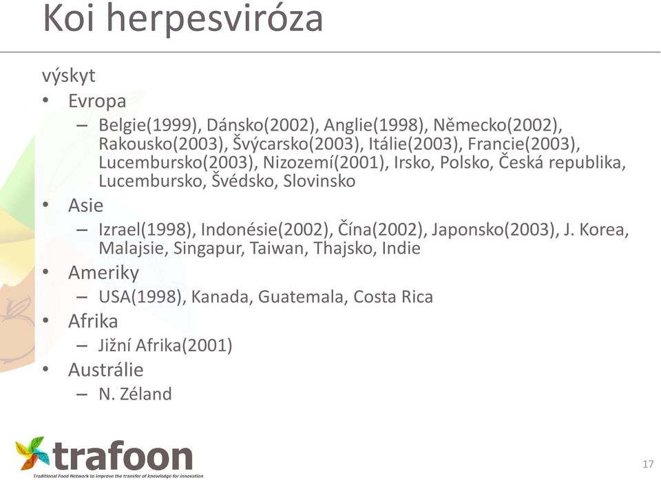 Lucembursko, Švédsko, Slovinsko Asie Izrael(1998), Indonésie(2002), Čína(2002), Japonsko(2003), J.