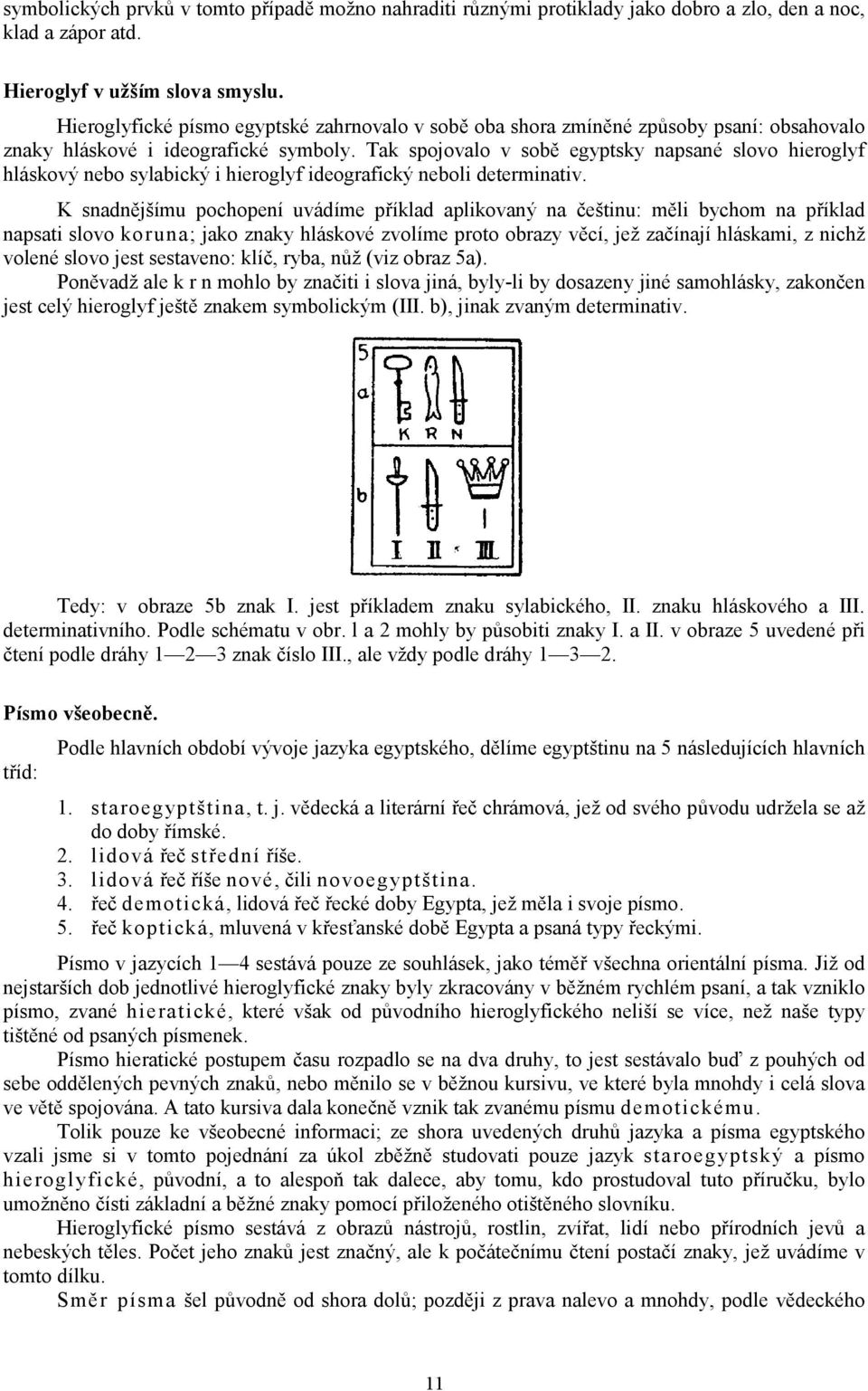 Tak spojovalo v sobě egyptsky napsané slovo hieroglyf hláskový nebo sylabický i hieroglyf ideografický neboli determinativ.