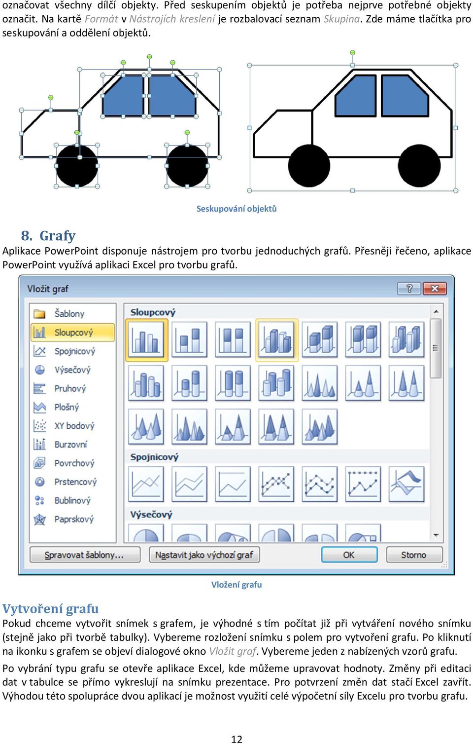 Přesněji řečeno, aplikace PowerPoint využívá aplikaci Excel pro tvorbu grafů.