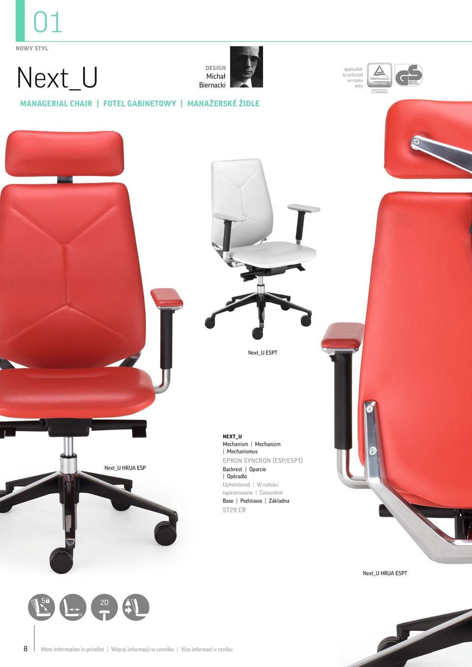 SYNCRON (ESP/ESPT) Backrest Oparcie Opěradlo Upholstered W całości tapicerowane Čalouněné Base Podstawa