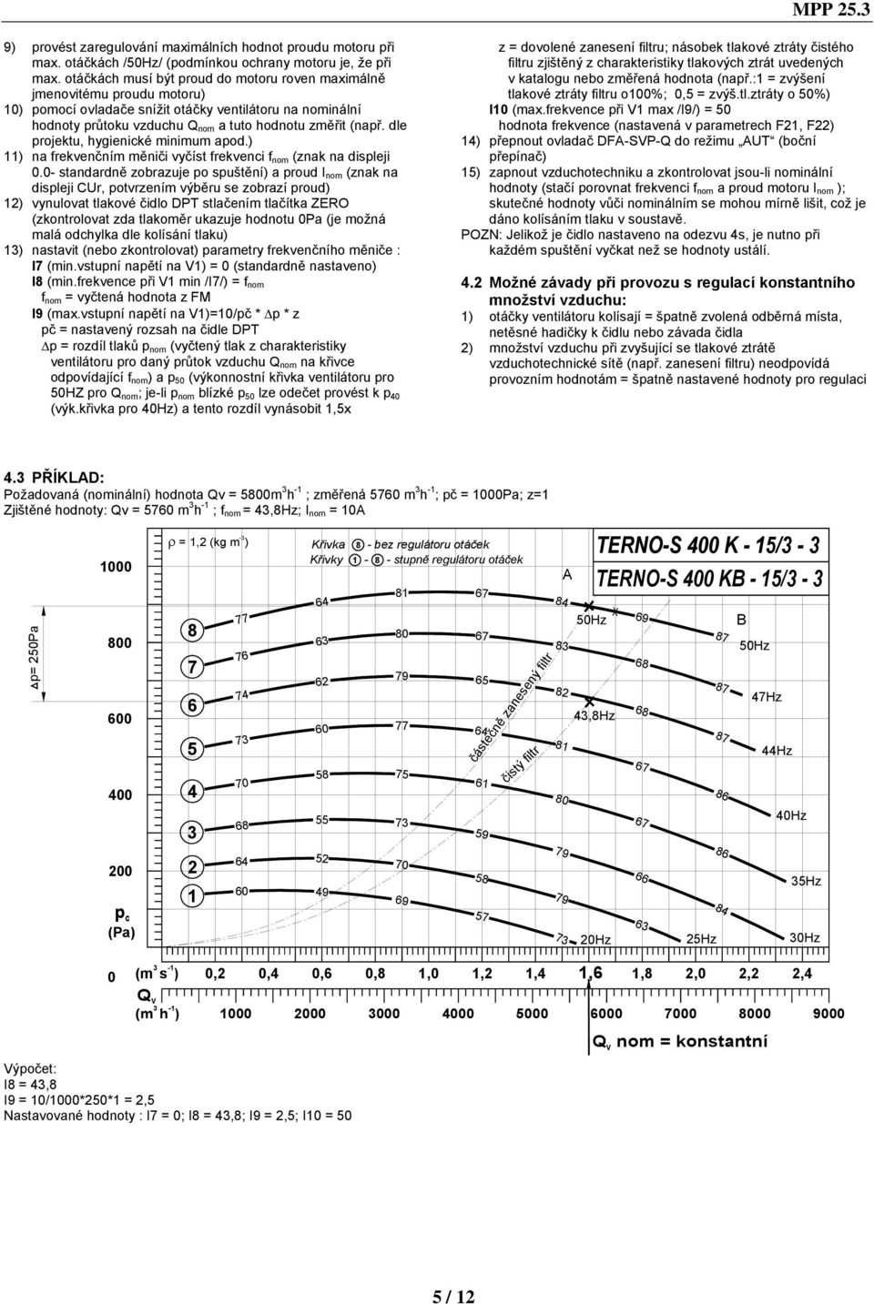 dle projektu, hygienické minimum apod.) 11) na frekvenčním měniči vyčíst frekvenci f nom (znak na displeji 0.