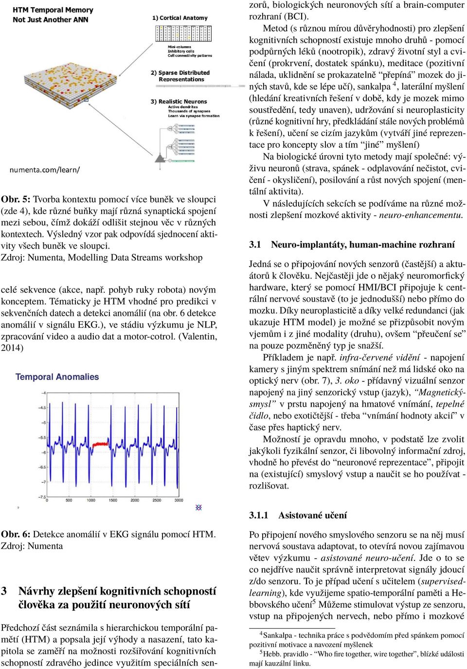 Tématicky je HTM vhodné pro predikci v sekvenčních datech a detekci anomálií (na obr. 6 detekce anomálií v signálu EKG.), ve stádiu výzkumu je NLP, zpracování video a audio dat a motor-cotrol.