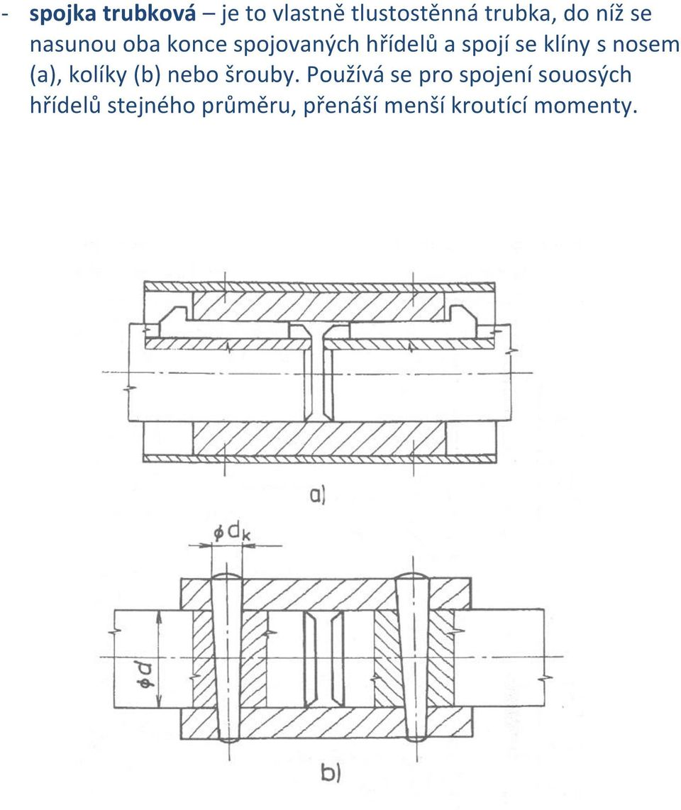 nosem (a), kolíky (b) nebo šrouby.