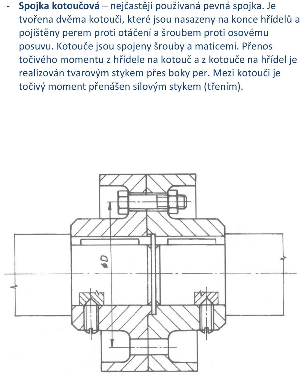 šroubem proti osovému posuvu. Kotouče jsou spojeny šrouby a maticemi.