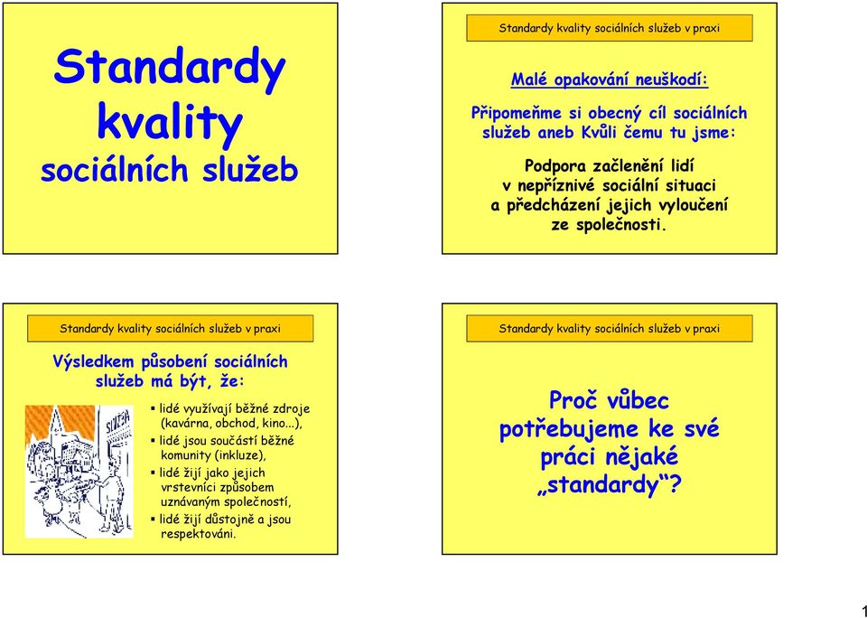 Výsledkem působení sociálních služeb má být, že: lidé využívají běžné zdroje (kavárna, obchod, kino.