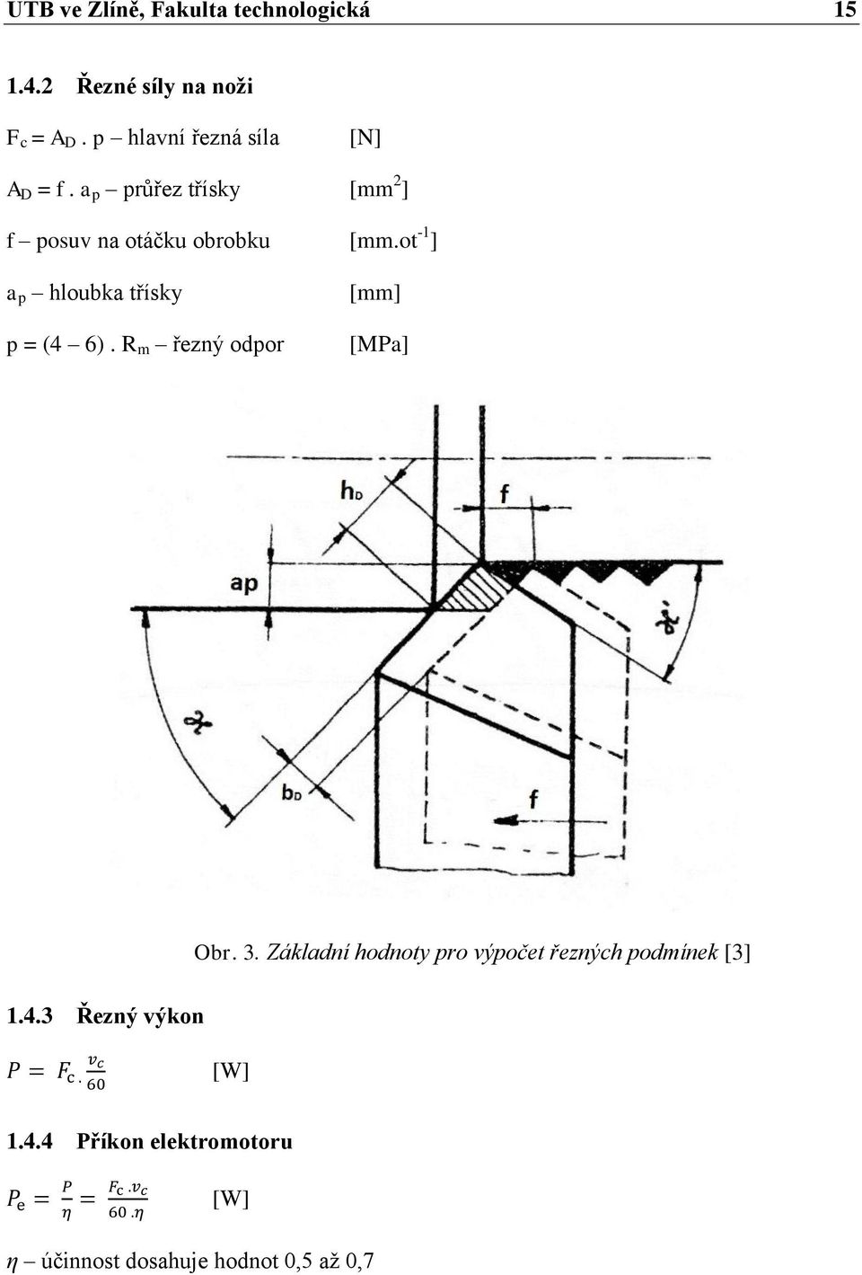 ot -1 ] a p hloubka třísky p = (4 6). R m řezný odpor [mm] [MPa] Obr. 3.