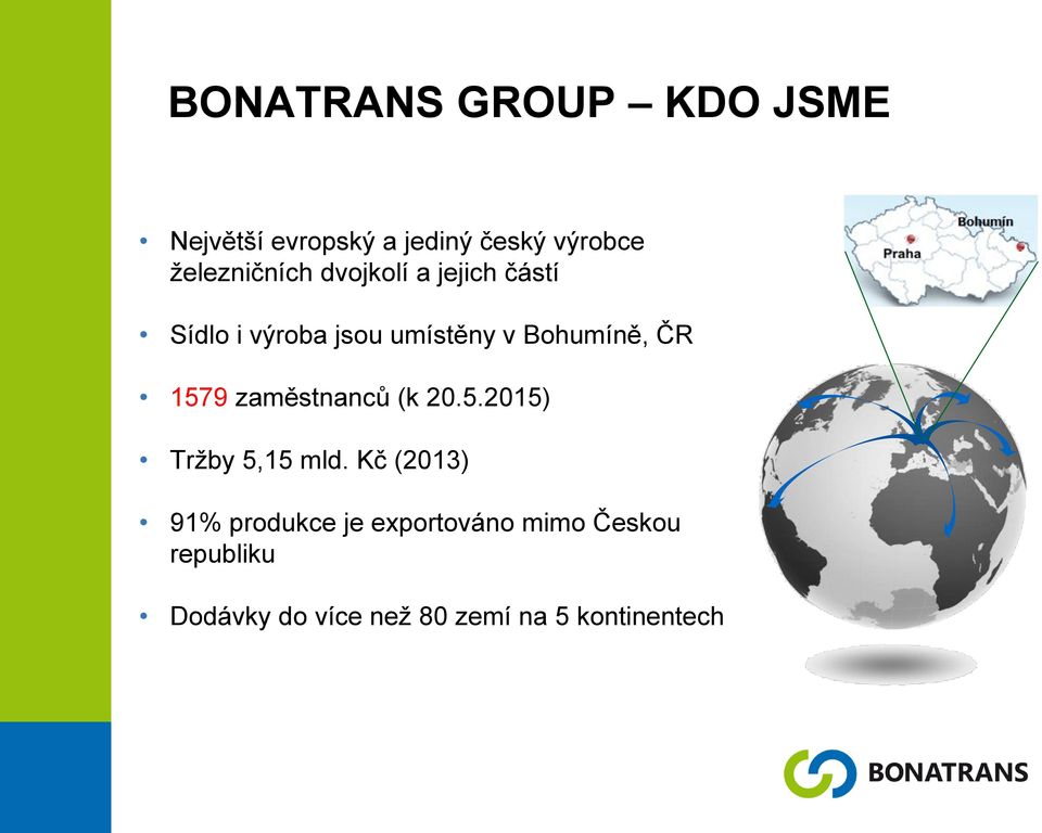 Bohumíně, ČR 1579 zaměstnanců (k 20.5.2015) Tržby 5,15 mld.