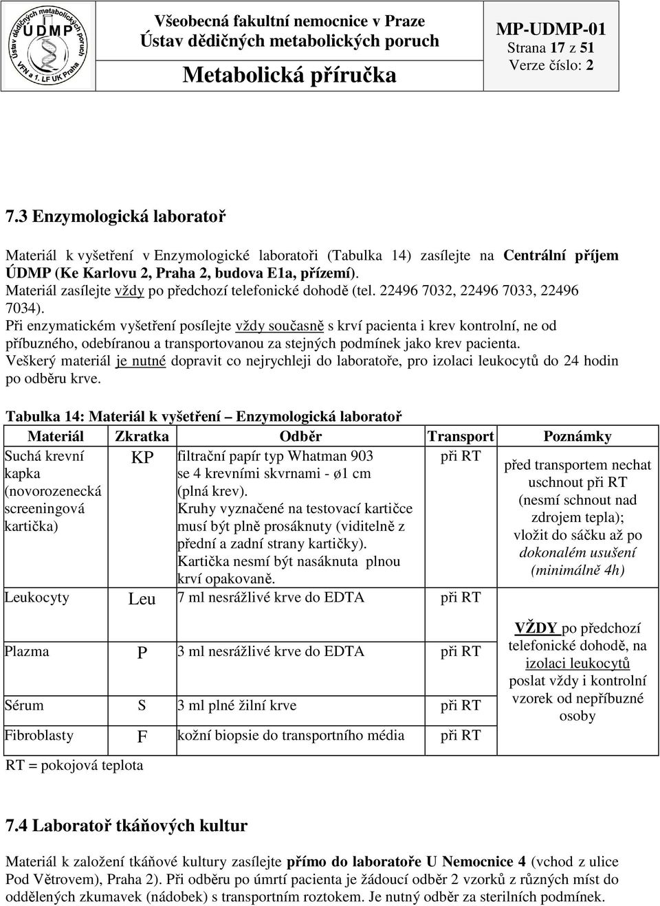 Při enzymatickém vyšetření posílejte vždy současně s krví pacienta i krev kontrolní, od příbuzného, odebíranou a transportovanou za stejných podmík jako krev pacienta.