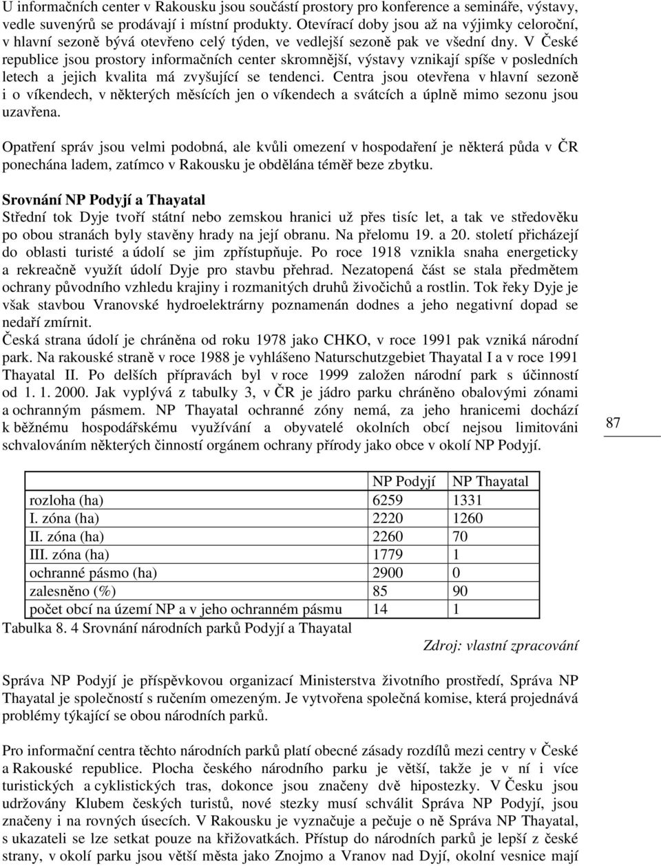 V České republice jsou prostory informačních center skromnější, výstavy vznikají spíše v posledních letech a jejich kvalita má zvyšující se tendenci.