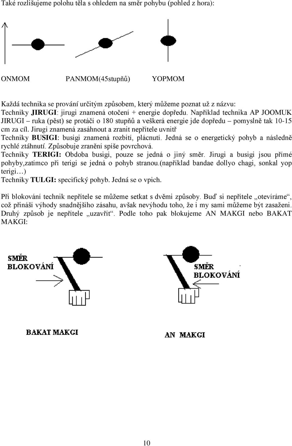 Jirugi znamená zasáhnout a zranit nepřítele uvnitř Techniky BUSIGI: busigi znamená rozbití, plácnutí. Jedná se o energetický pohyb a následně rychlé ztáhnutí. Způsobuje zranění spíše povrchová.