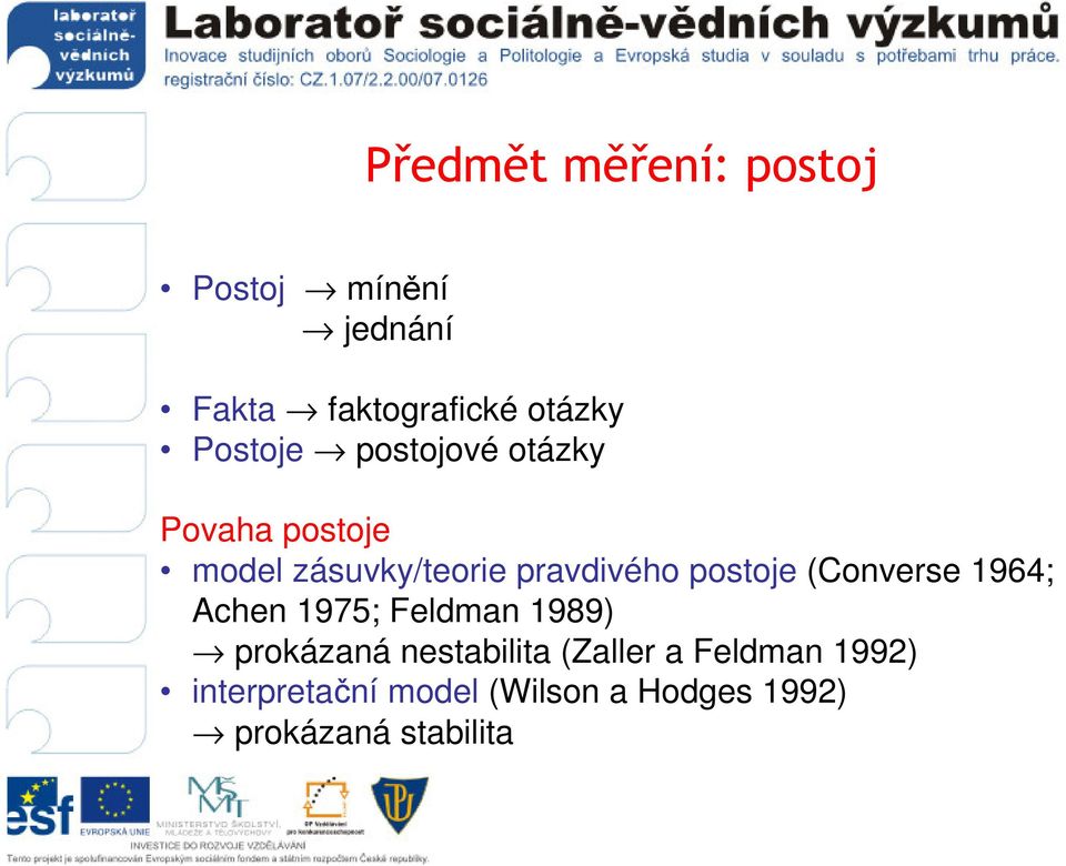 postoje (Converse 1964; Achen 1975; Feldman 1989) prokázaná nestabilita