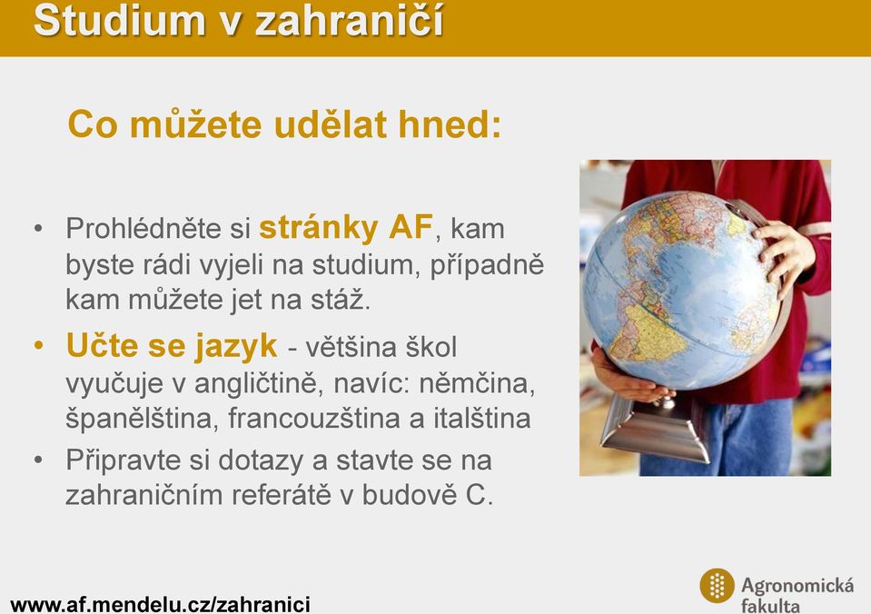 Učte se jazyk - většina škol vyučuje v angličtině, navíc: němčina, španělština,