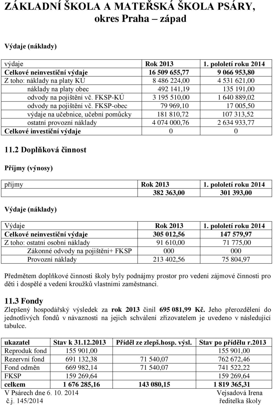 FKSP-KÚ 3 195 510,00 1 640 889,02 odvody na pojištění vč.