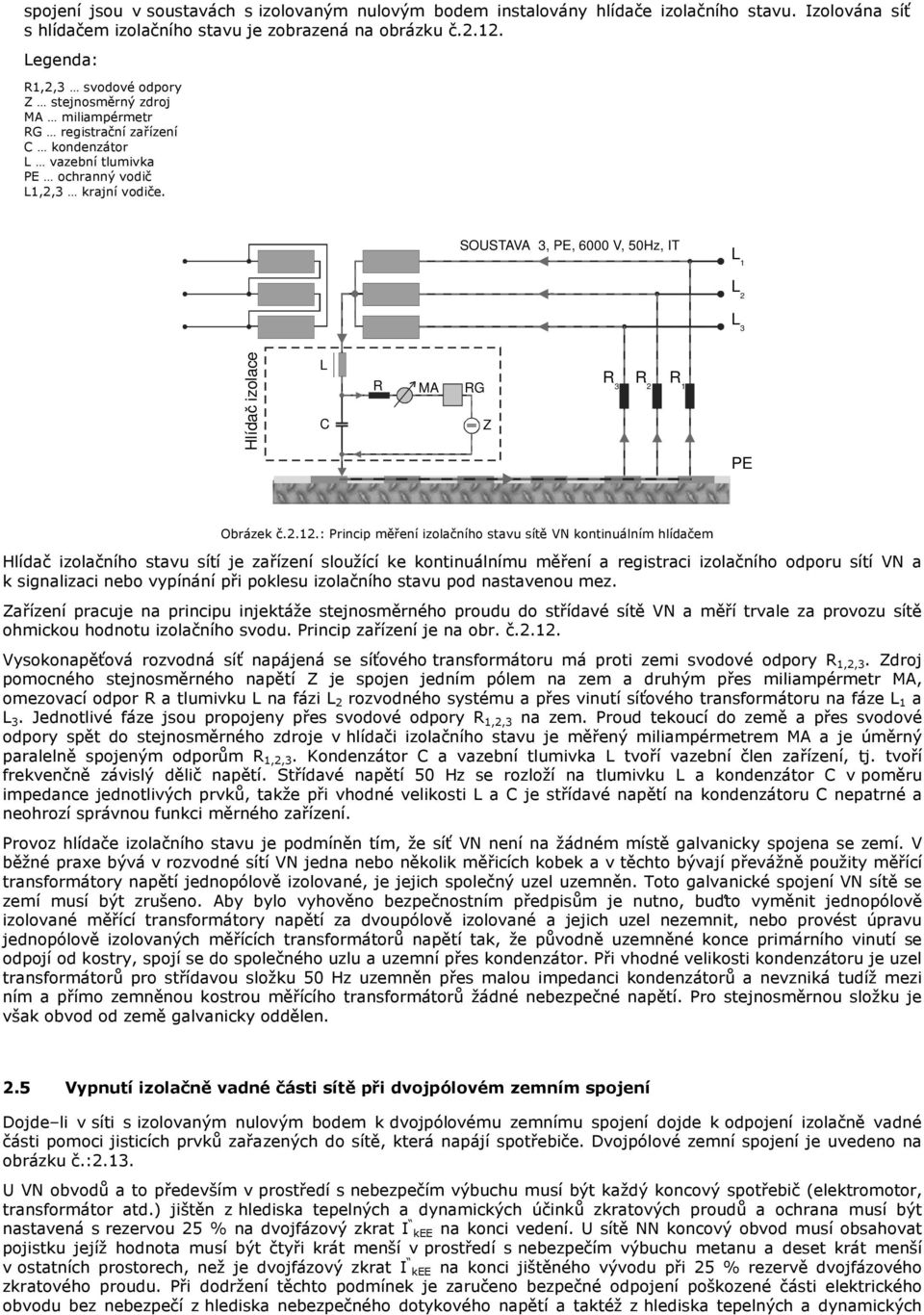 ..: Princip měření izolačního stavu sítě VN kontinuálním hlídačem Hlídač izolačního stavu sítí je zařízení sloužící ke kontinuálnímu měření a registraci izolačního odporu sítí VN a k signalizaci nebo