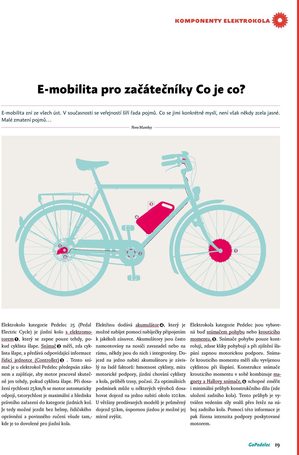 Snímač 2 měří, zda cyklista šlape, a předává odpovídající informace řídicí jednotce (Controller) 3.