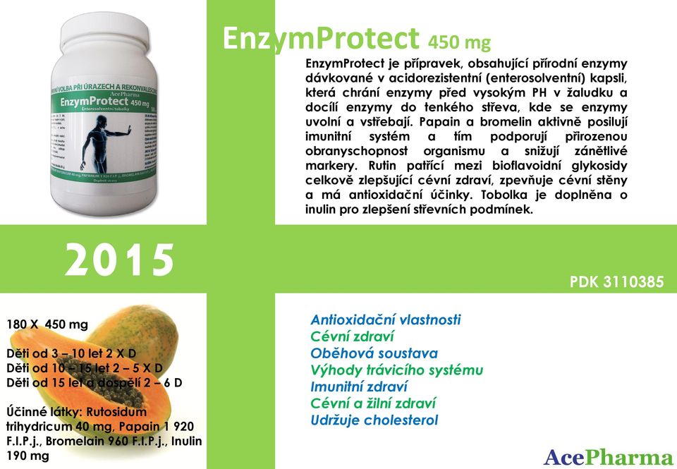 , Inulin 190 mg EnzymProtect 450 mg EnzymProtect je přípravek, obsahující přírodní enzymy dávkované v acidorezistentní (enterosolventní) kapsli, která chrání enzymy před vysokým PH v žaludku a docílí