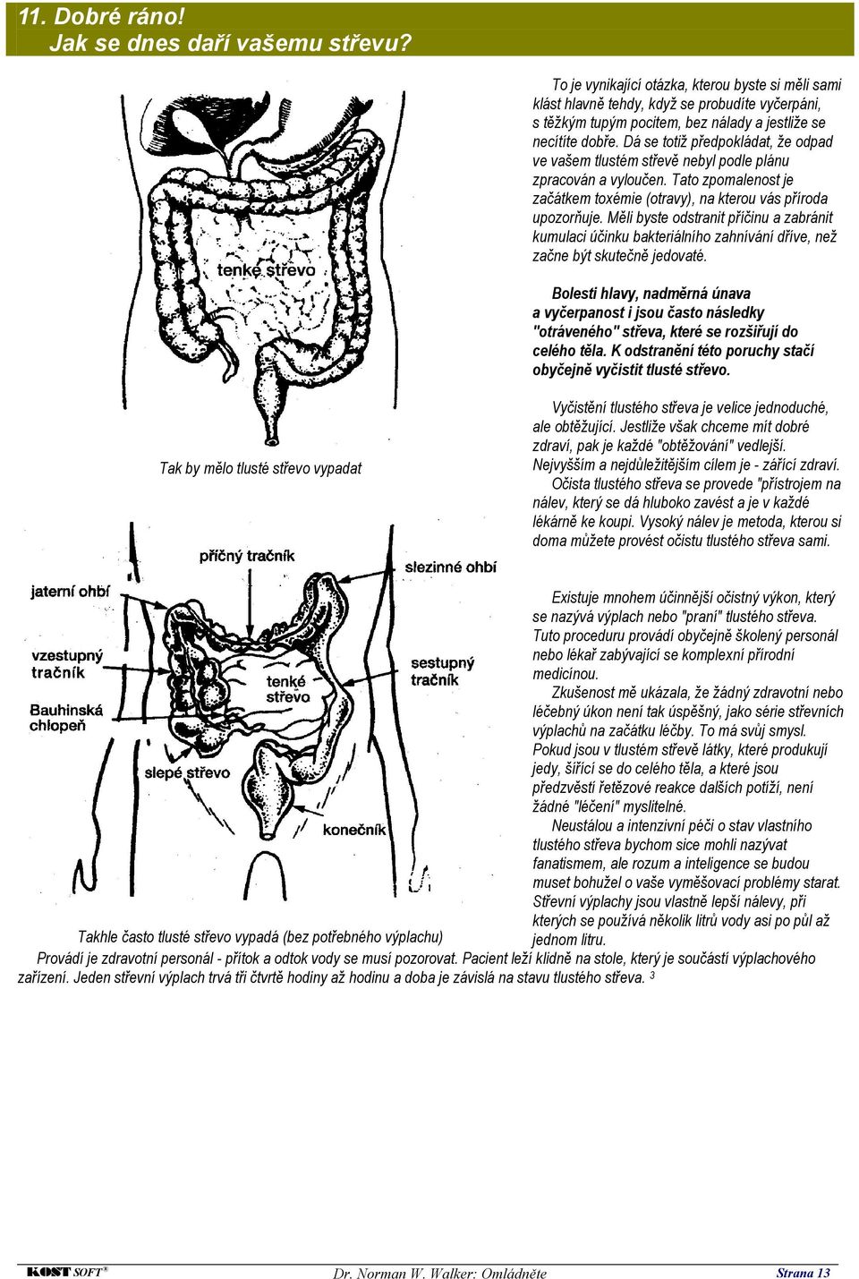 Dá se totiž předpokládat, že odpad ve vašem tlustém střevě nebyl podle plánu zpracován a vyloučen. Tato zpomalenost je začátkem toxémie (otravy), na kterou vás příroda upozorňuje.