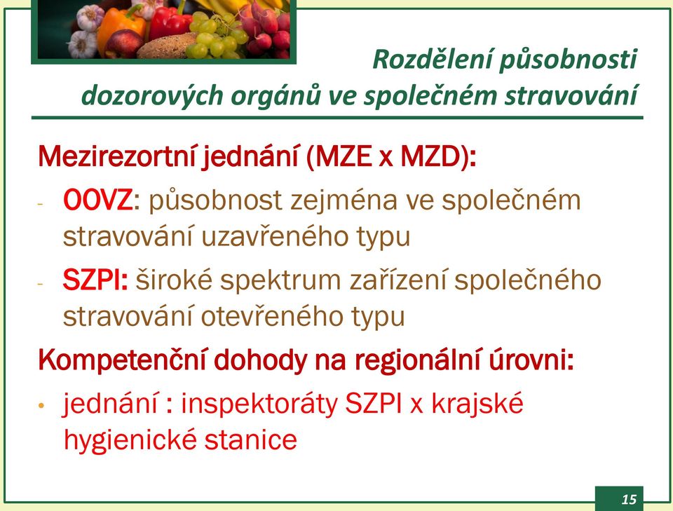 SZPI: široké spektrum zařízení společného stravování otevřeného typu Kompetenční