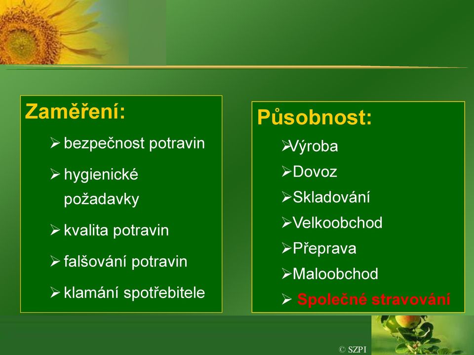 klamání spotřebitele Působnost: Výroba Dovoz