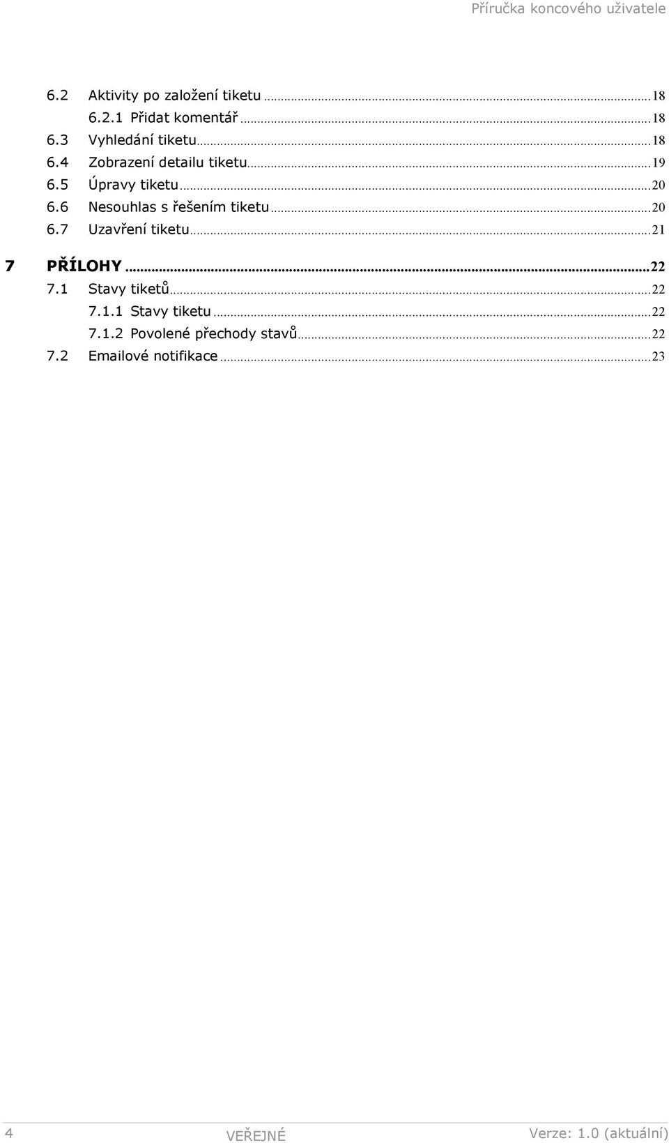 6 Nesouhlas s řešením tiketu... 20 6.7 Uzavření tiketu... 21 7 PŘÍLOHY... 22 7.