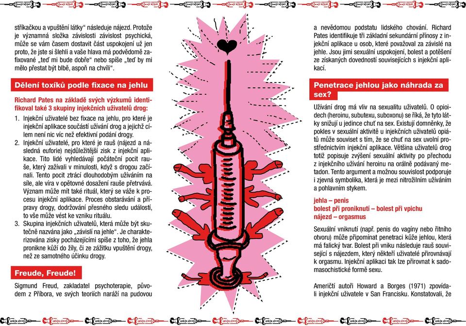 teď by mi mělo přestat být blbě, aspoň na chvíli. Dělení toxíků podle fixace na jehlu Richard Pates na základě svých výzkumů identifikoval také 3 skupiny injekčních uživatelů drog: 1.