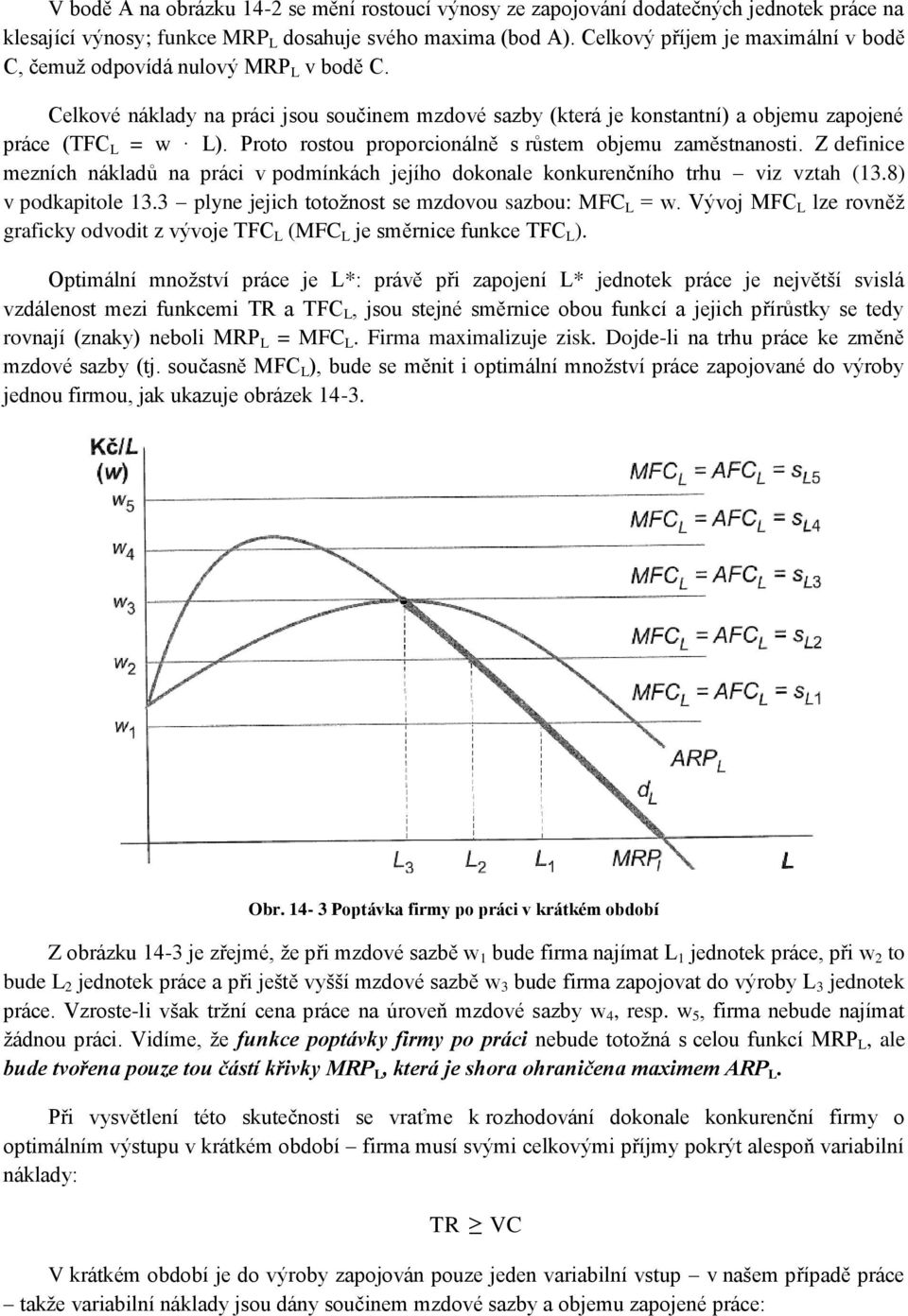 Proto rostou proporcionálně s růstem objemu zaměstnanosti. Z definice mezních nákladů na práci v podmínkách jejího dokonale konkurenčního trhu viz vztah (13.8) v podkapitole 13.