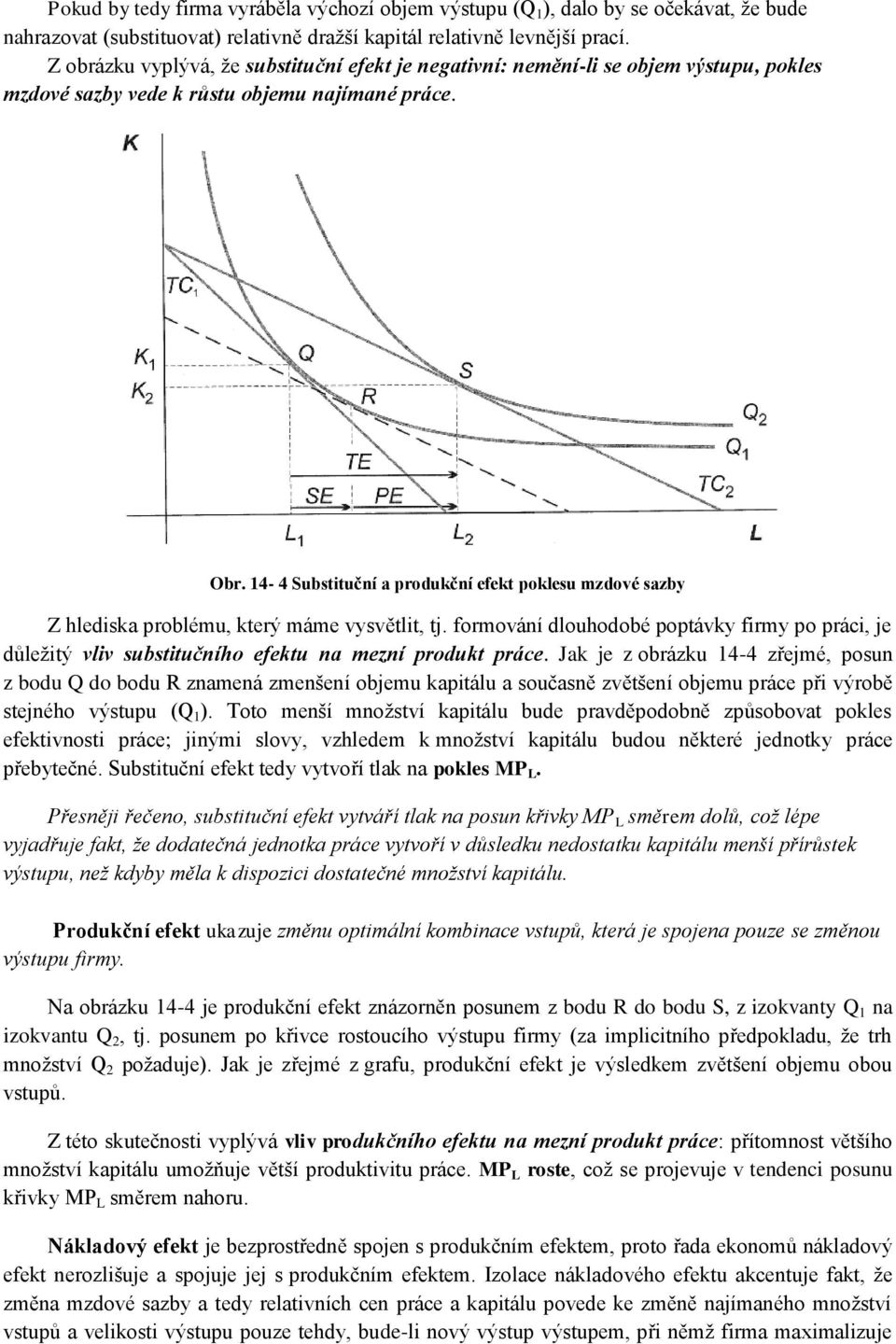 14-4 Substituční a produkční efekt poklesu mzdové sazby Z hlediska problému, který máme vysvětlit, tj.