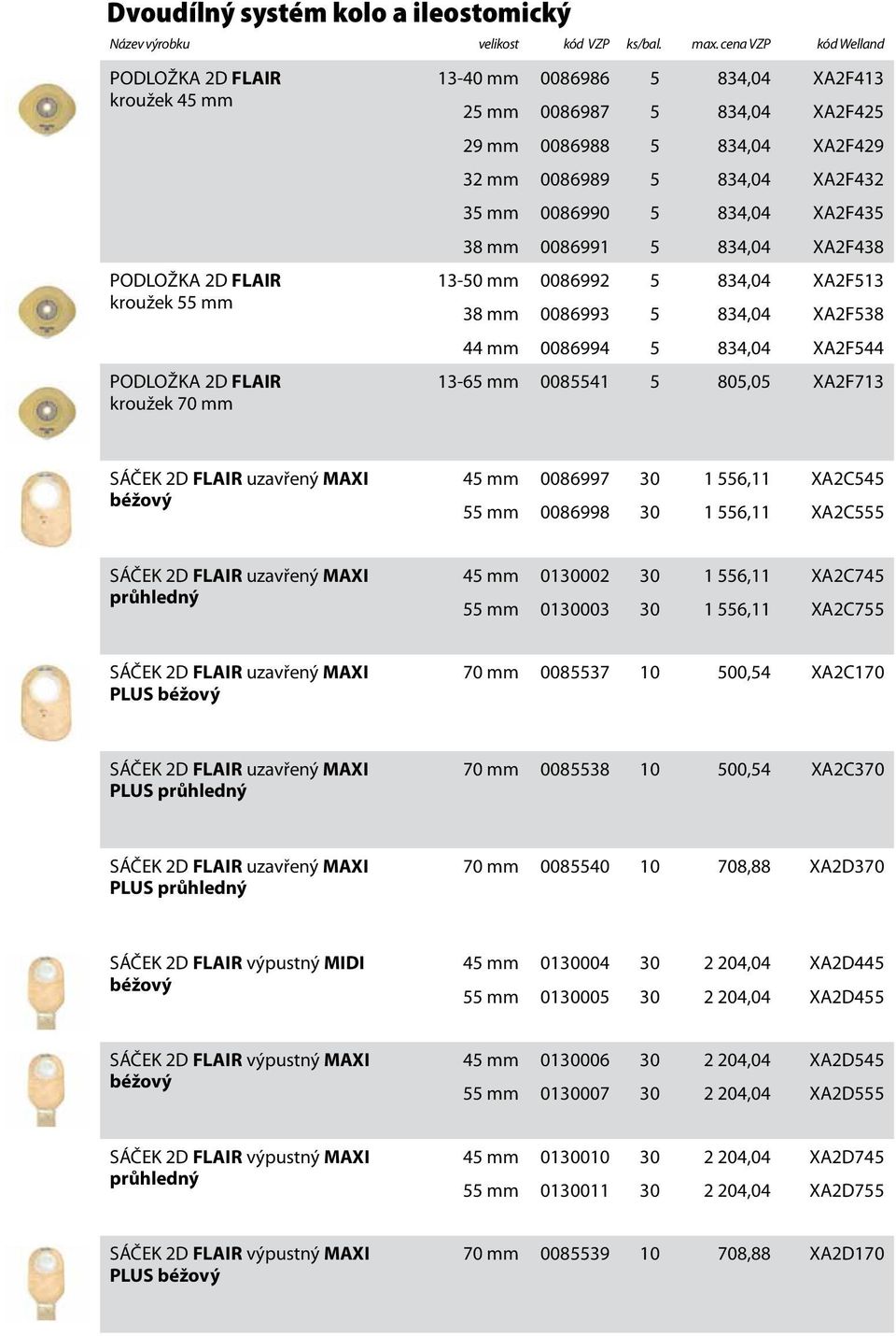 0086994 5 834,04 XA2F544 13-65 mm 0085541 5 805,05 XA2F713 SÁČEK 2D FLAIR uzavřený 45 mm 0086997 30 1 556,11 XA2C545 55 mm 0086998 30 1 556,11 XA2C555 SÁČEK 2D FLAIR uzavřený průhledný 45 mm 0130002