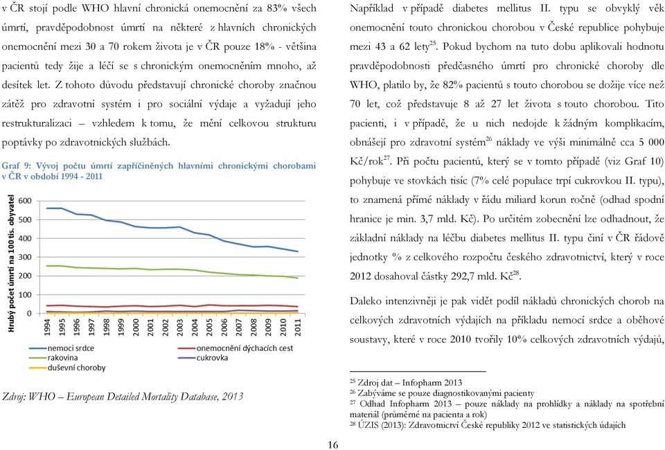 Z tohoto důvodu představují chronické choroby značnou zátěž pro zdravotní systém i pro sociální výdaje a vyžadují jeho restrukturalizaci vzhledem k tomu, že mění celkovou strukturu poptávky po