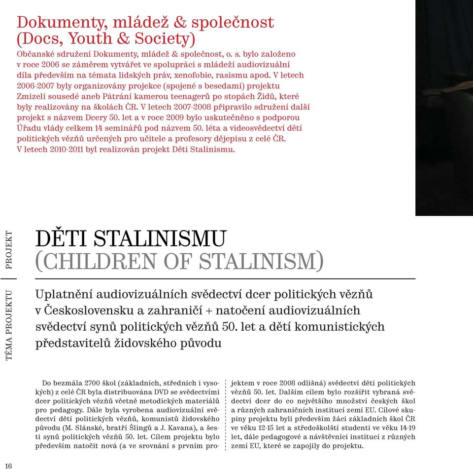 V letech 2007-2008 připravilo sdružení další projekt s názvem Dcery 50. let a v roce 2009 bylo uskutečněno s podporou Úřadu vlády celkem 14 seminářů pod názvem 50.