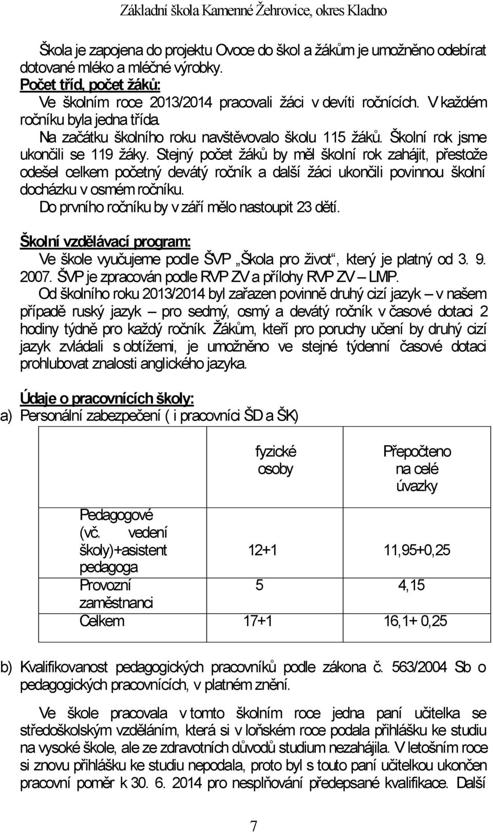 Stejný počet žáků by měl školní rok zahájit, přestože odešel celkem početný devátý ročník a další žáci ukončili povinnou školní docházku v osmém ročníku.