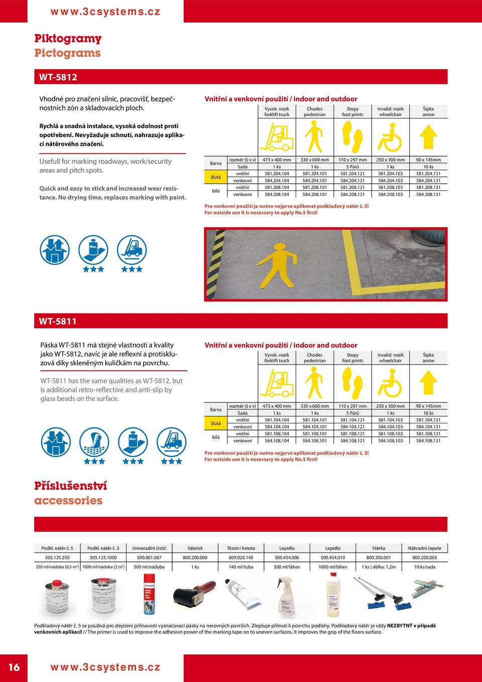 Nevyžaduje schnutí, nahrazuje aplikaci nátěrového značení. Usefull for marking roadways, work/security areas and pitch spots. Quick and easy to stick and increased wear resistance.