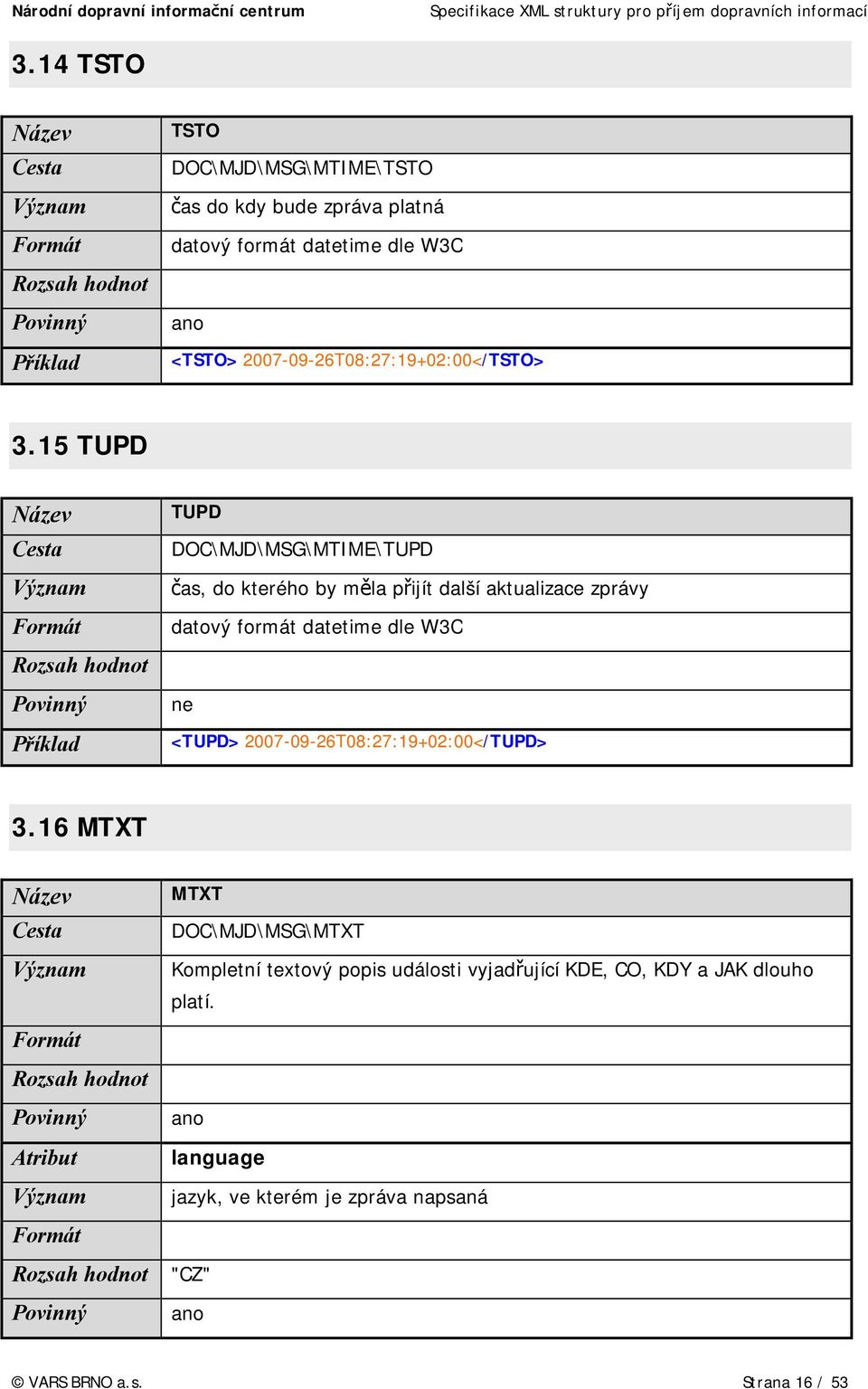 15 TUPD TUPD DOC\MJD\MSG\MTIME\TUPD čas, do kterého by měla přijít další aktualizace zprávy datový formát datetime dle W3C