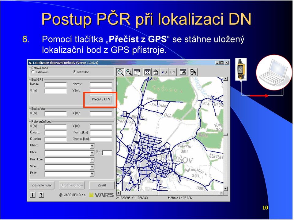 Pomocí tlačítka Přečíst z GPS