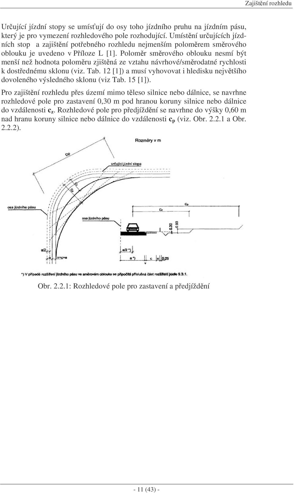 Polomr smrového oblouku nesmí být menší než hodnota polomru zjištná ze vztahu návrhové/smrodatné rychlosti k dostednému sklonu (viz. Tab.