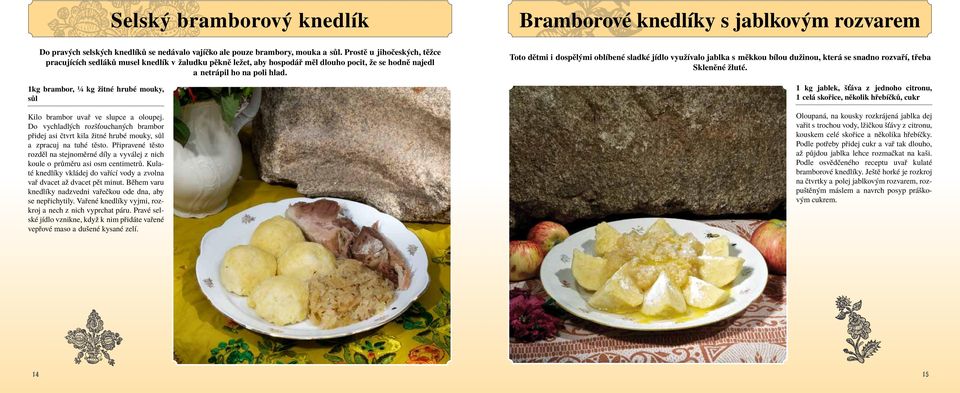 1kg brambor, ¼ kg žitné hrubé mouky, sůl Kilo brambor uvař ve slupce a oloupej. Do vychladlých rozšťouchaných brambor přidej asi čtvrt kila žitné hrubé mouky, sůl a zpracuj na tuhé těsto.